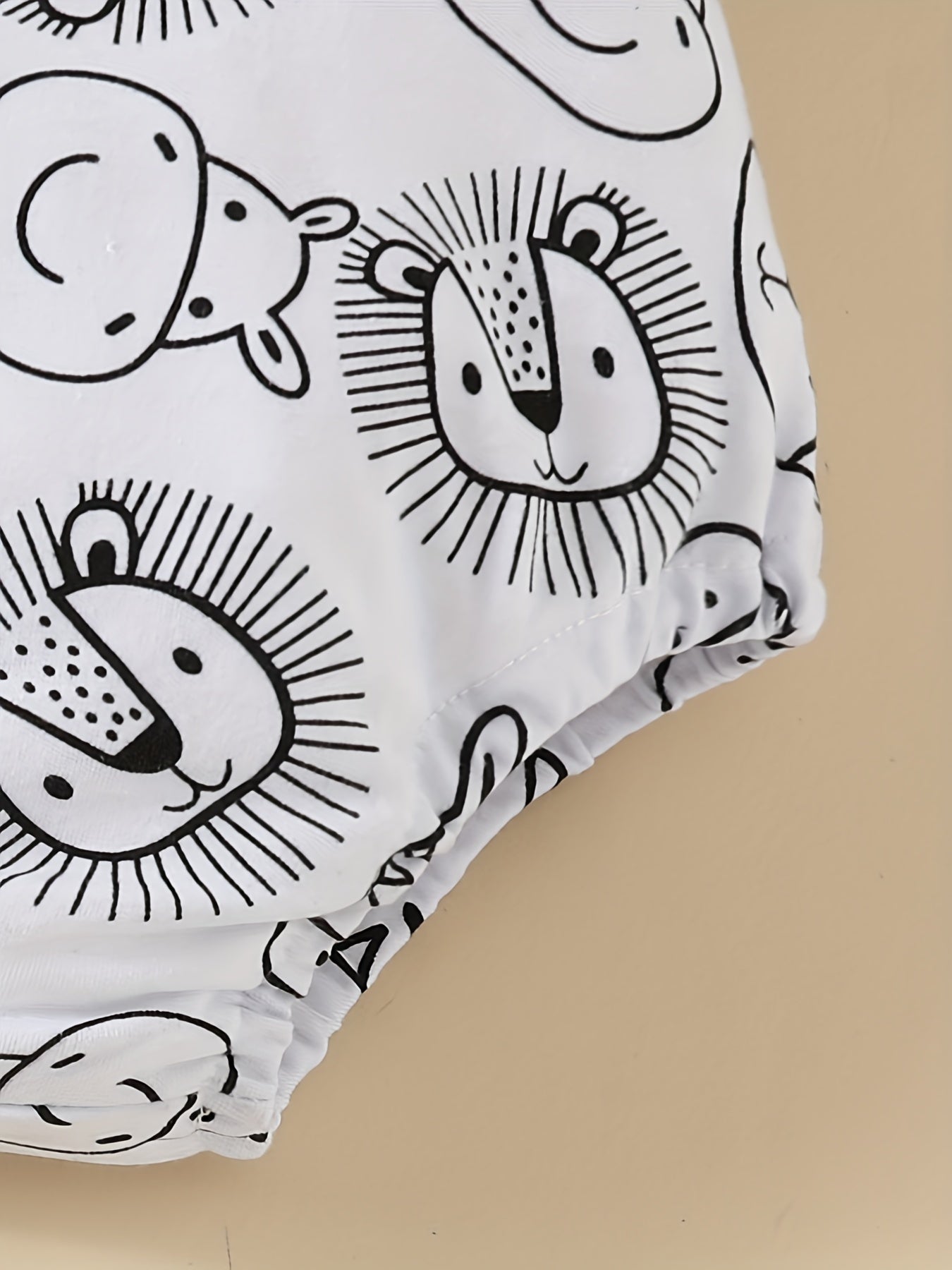 Baby Boys Cartoon Suspender Romper with Animal Print