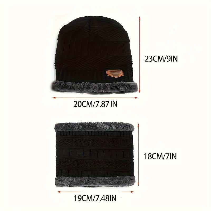 2pcs Winter Knitted Hat & Neck Gaiter Set Coldproof Pullover Couple