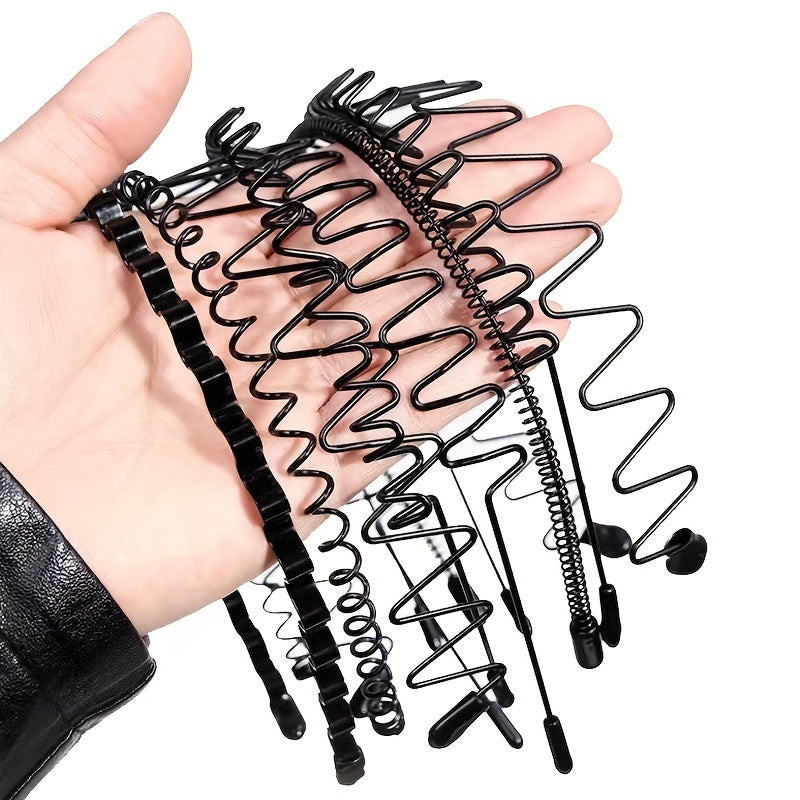 5pcs Metal Wavy Hair Head Band Spring Sports Hair Band Headwear Hair Hoop