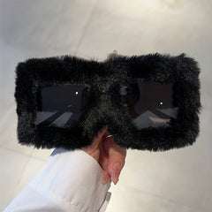 Y2K Plush Fuzzy Sunglasses Gradient Glasses UV400