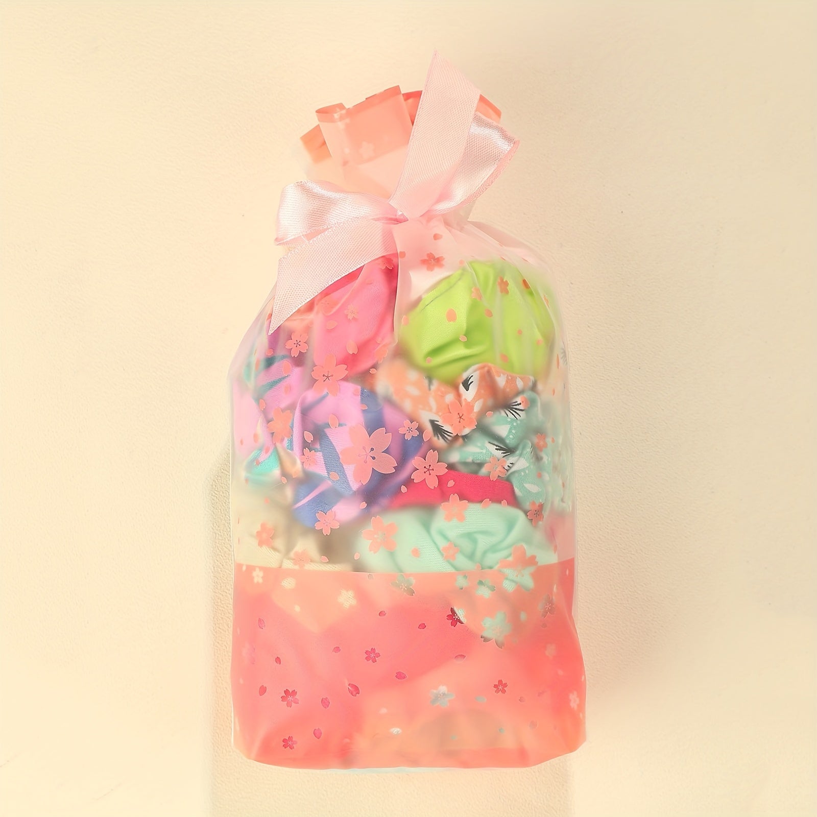 24pcs Floral Printed Hair Tie Silky Hair Rope Ponytail Bun Holder Accessories