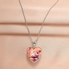 Heart Shaped Raccoon Crystal Pendant Necklace for Christmas Banquet