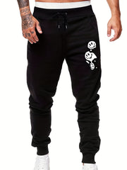 Smile Print Men's Drawstring Pocket Sweatpants Casual Comfy Jogger Pants