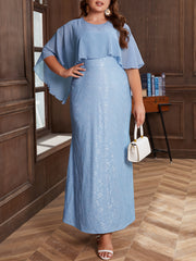  Cape Sleeve Maxi Dress