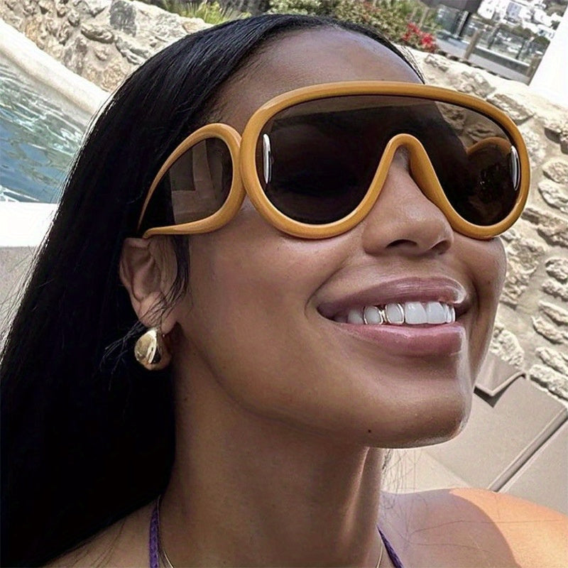 Y2K One piece Sunglasses UV400 Sun Shades For Cycling Summer Beach Party