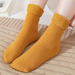 Plush Lined Socks Cozy & Warm Mid Tube Women's Stockings Hosiery