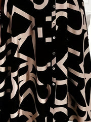  Letter Print Shirt Dress With Belt
