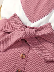 Girl's 3pcs Corduroy Heart Top & Beret & Skirt Set for Spring Fall