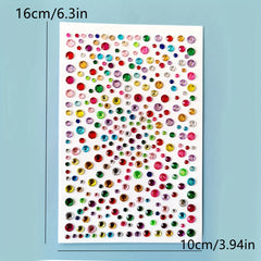 Colorful Round Dot Rhinestone Stickers Gem Beauty Decoration Self Adhesive