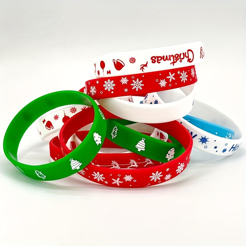 5pcs Christmas Cartoon Silicone Bracelet Holiday Gift Decoration