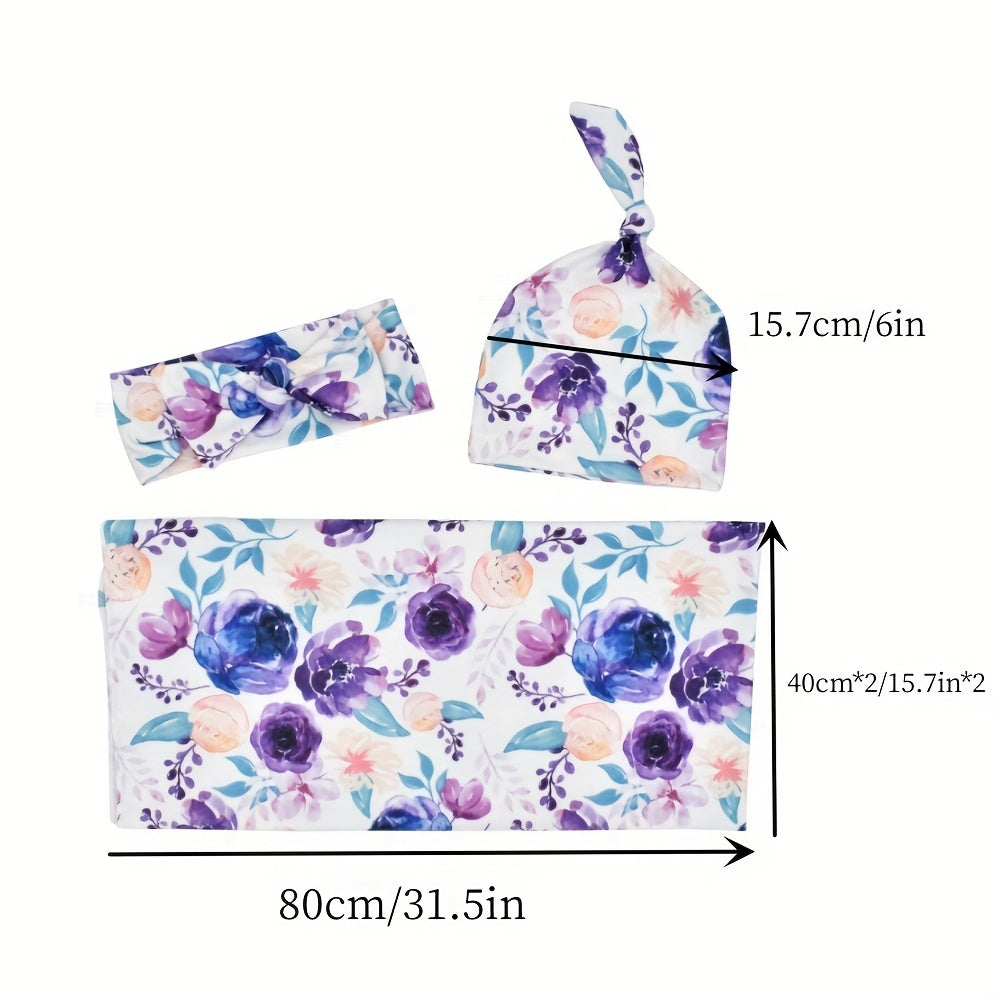 Newborn Photo Props Set Baby Stretch Sleeping Bag Hats Hairband