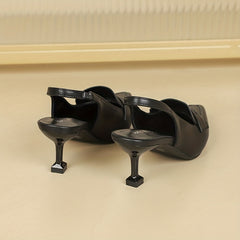 Women's Metal Decor Pumps Pointed Toe Kitten Heels Dress Shoes