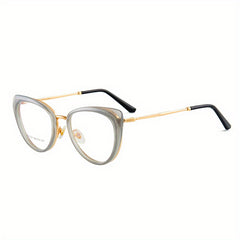 Vintage Cat Eye Clear Lens Glasses Anti Light Reading Minimalist Metal Eyewear