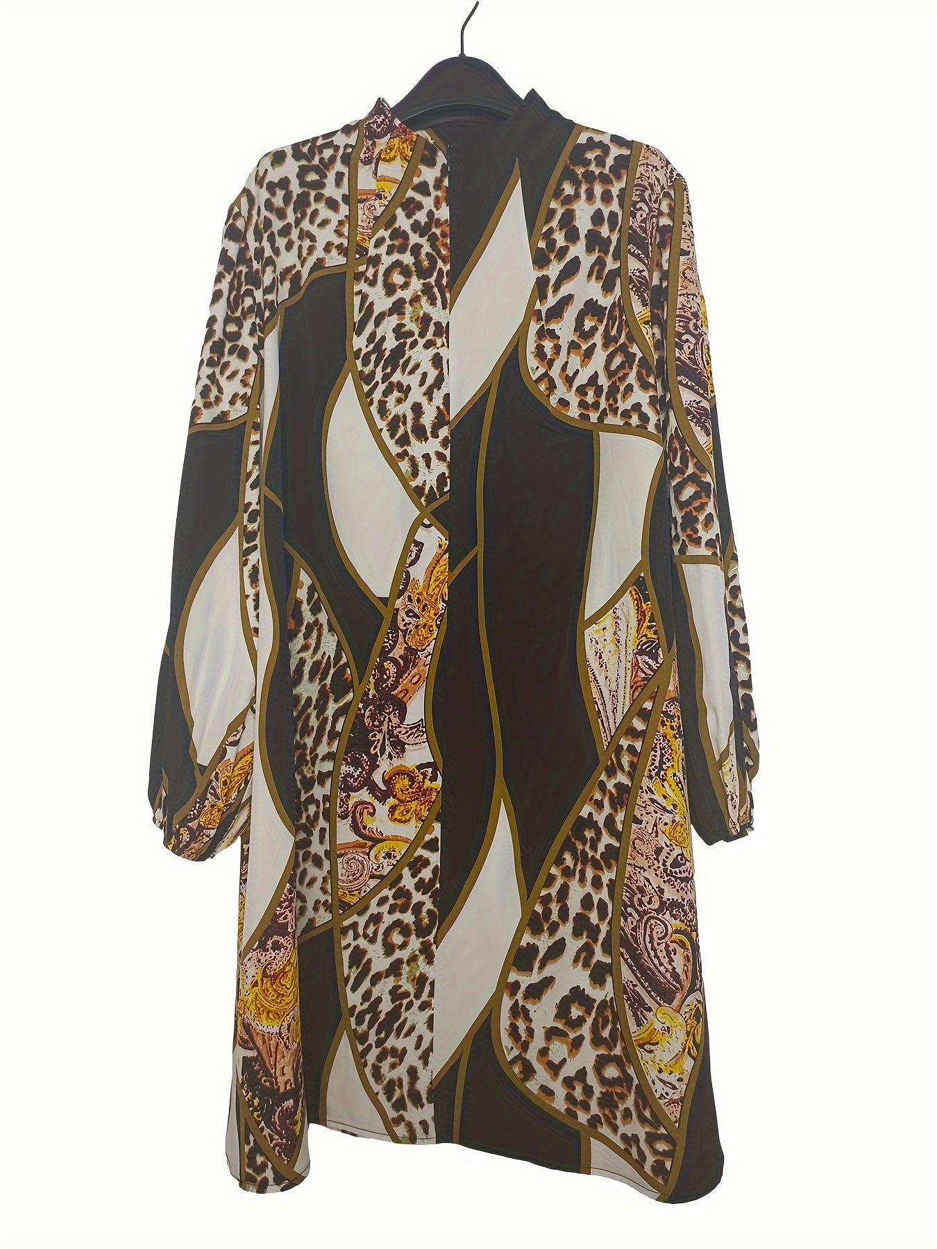  Colorblock Leopard Printed Dress