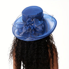 Sparkle Mesh Flower Bucket Hat Lightweight Sunscreen Basin Hat