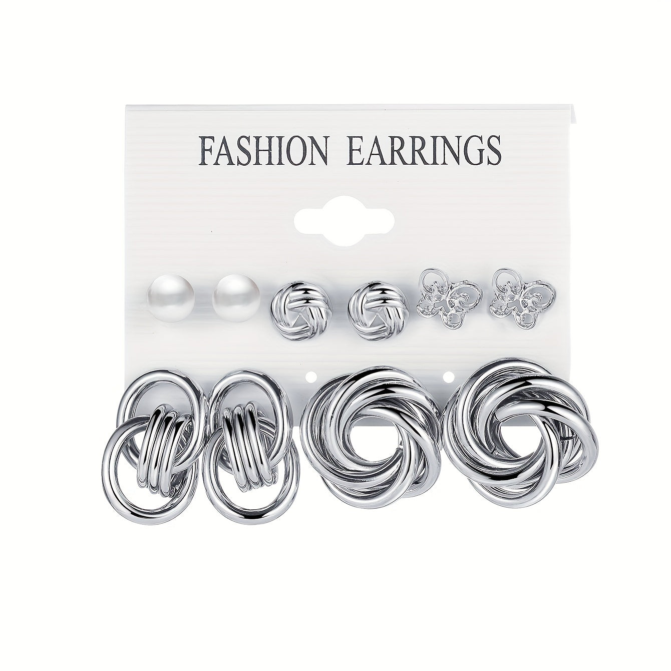 Women's Faux Pearl Butterfly Earrings Set