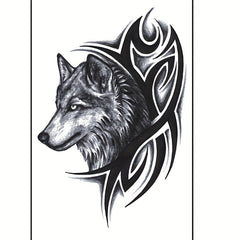 Wolf Head Temporary Tattoo Sticker For Men And Women