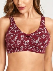 Floral Print Full Coverage Bra Soft Wireless Intimates Women's Lingerie