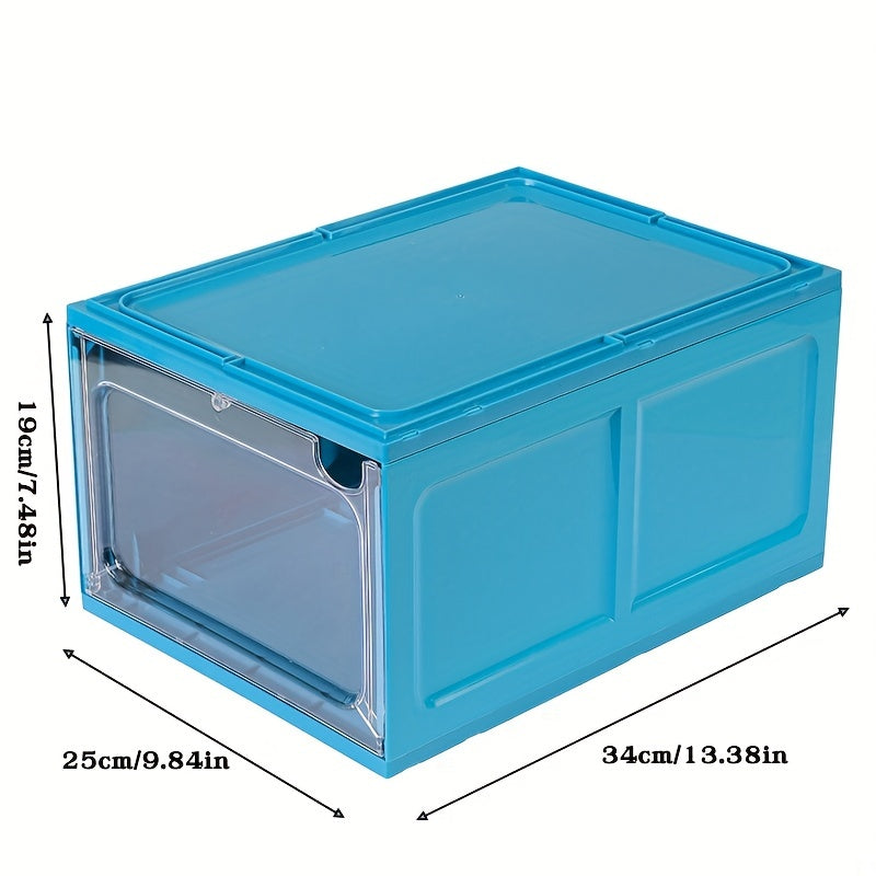 Durable Plastic Shoe Organizer with Magnetic Door - Stackable Shoe Box