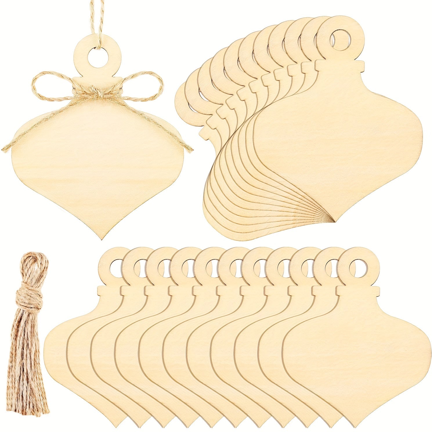 10pcs Wooden Peach Heart Christmas Pendant DIY Crafts