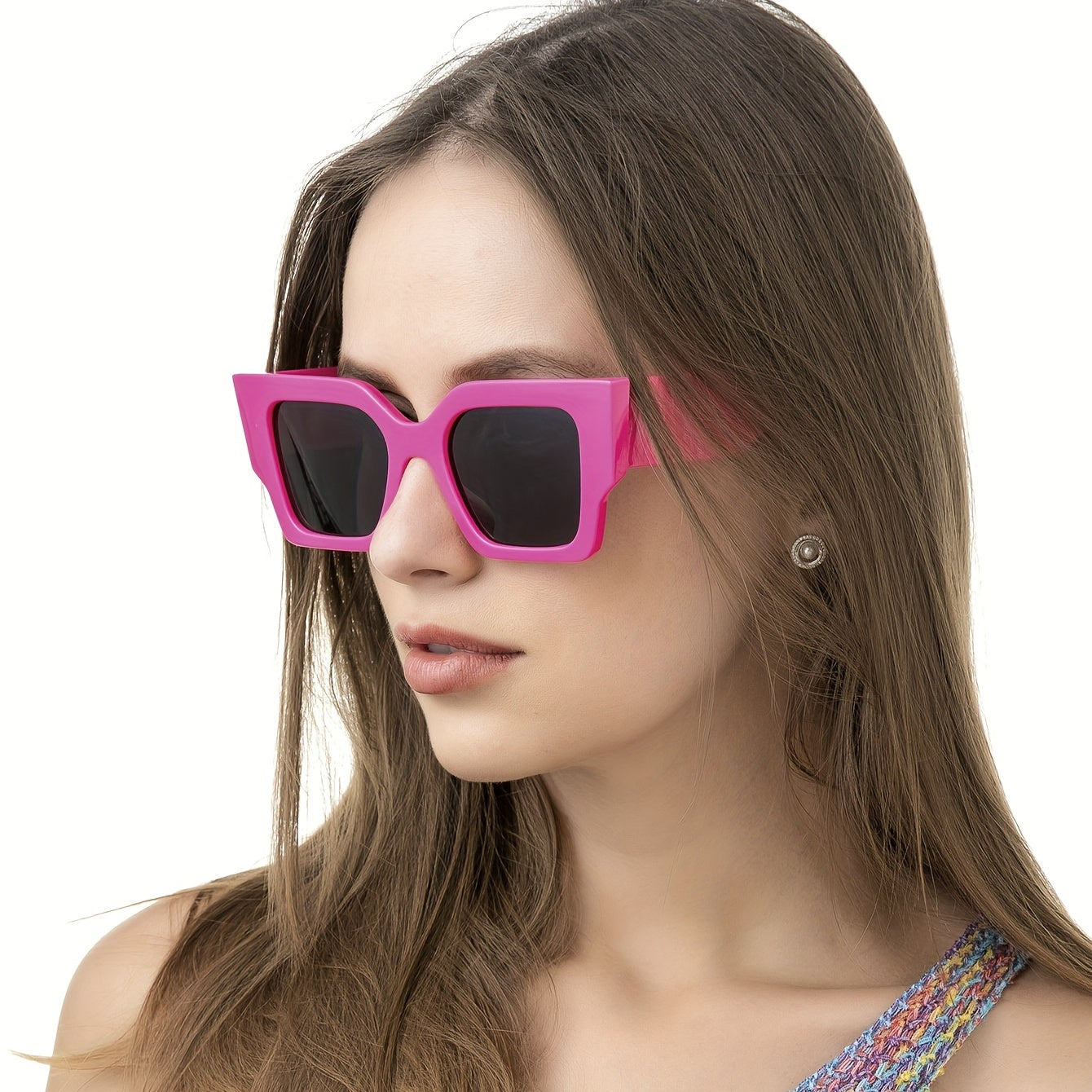 Cat Eye Sunglasses Square Frame Glasses Wide Temple UV400