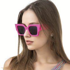Cat Eye Sunglasses Square Frame Glasses Wide Temple UV400