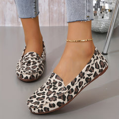 Leopard Print Ballet Flats Round Toe Slip On Lightweight Shoes