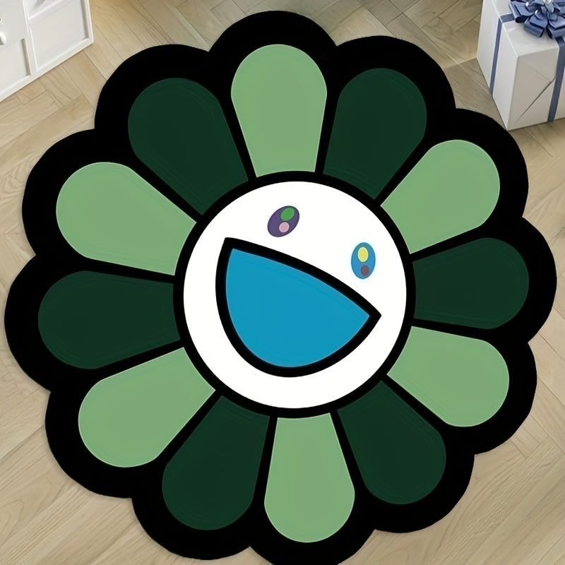 Sunflower Round Floor Mat Rug Non-slip Door Mat Indoor