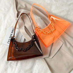 Transparent Underarm Bag Chain Zipper Waterproof Music Shoulder Purse
