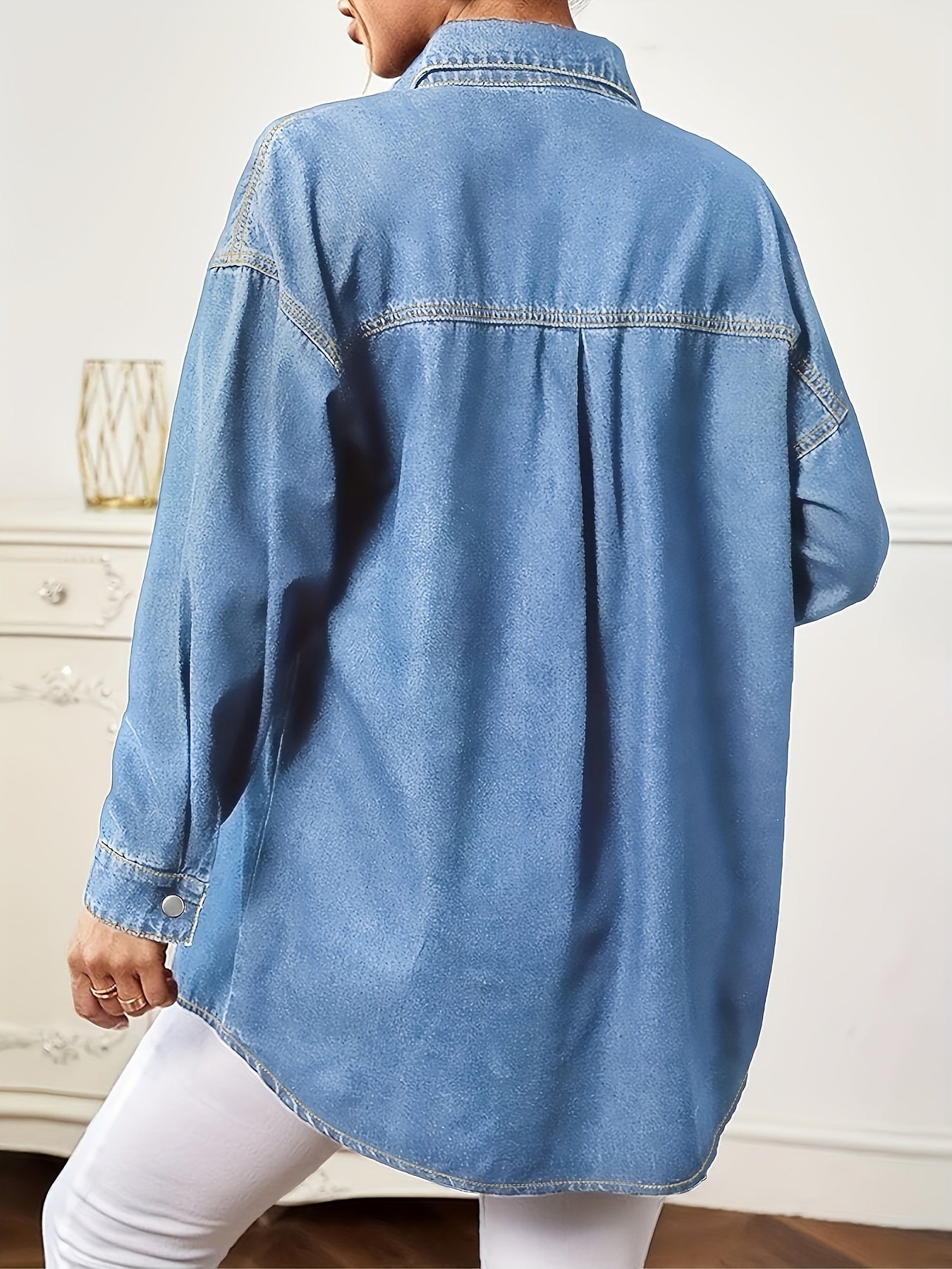 Denim Coats Button Flap Pockets Loose Fit Denim Jackets