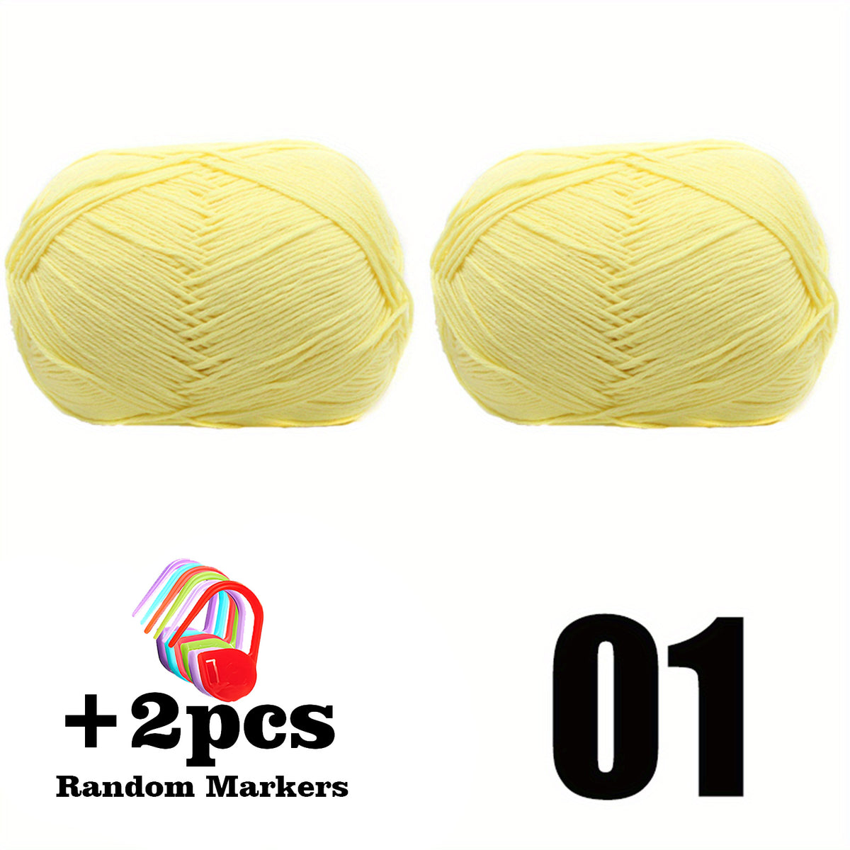 2pcsX50g 100 Cotton Yarn With 2pcs Purple Markers Crochet Yarn