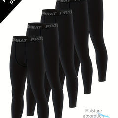 Men's 5pcs High Stretch Leggings Active Quick Drying Sports Compression Pants