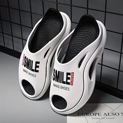 Men's Letter Print Non Slip Platform Slides