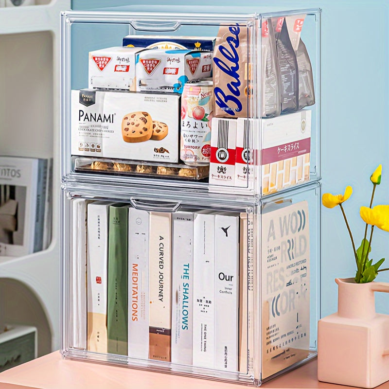 Transparent Books Storage Box Large Desk Organizer Cube Box Office Decor