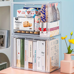 Transparent Books Storage Box Large Desk Organizer Cube Box Office Decor