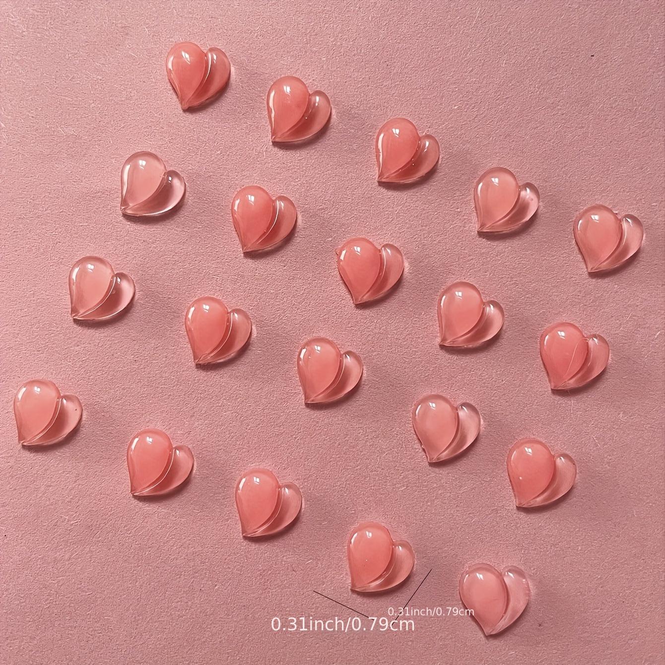 20 Watermelon Pink Heart 3D Resin Nail Charms for Gel & Acrylic