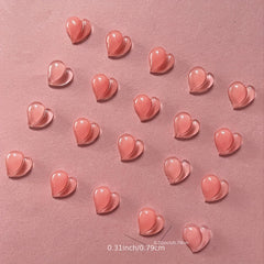 20 Watermelon Pink Heart 3D Resin Nail Charms for Gel & Acrylic