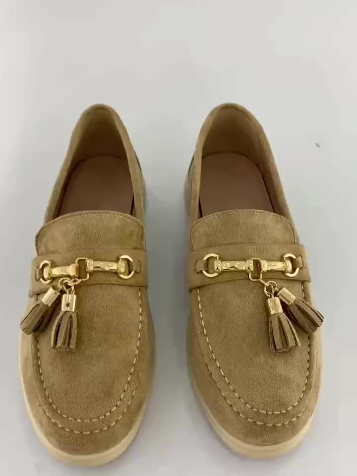 Women's Tassel Flat Loafers Slip On Shoes Comfy Micro Suede Casual Walking