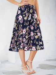 Vintage Flower Print Skirts Pleated A Line Summer Skirts Women's Clothing