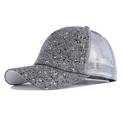 Sequin Fluorescent Baseball Cap Candy Casual Sports Hat Mesh Breathable Trucker