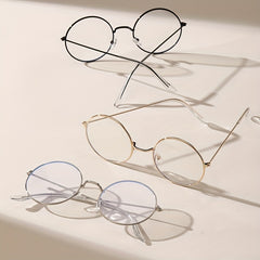 Round Metal Clear Lens Glasses Students Spectacles Frame