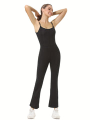 Women's Spaghetti Strap Flare Jumpsuit Bodycon Bodysuit