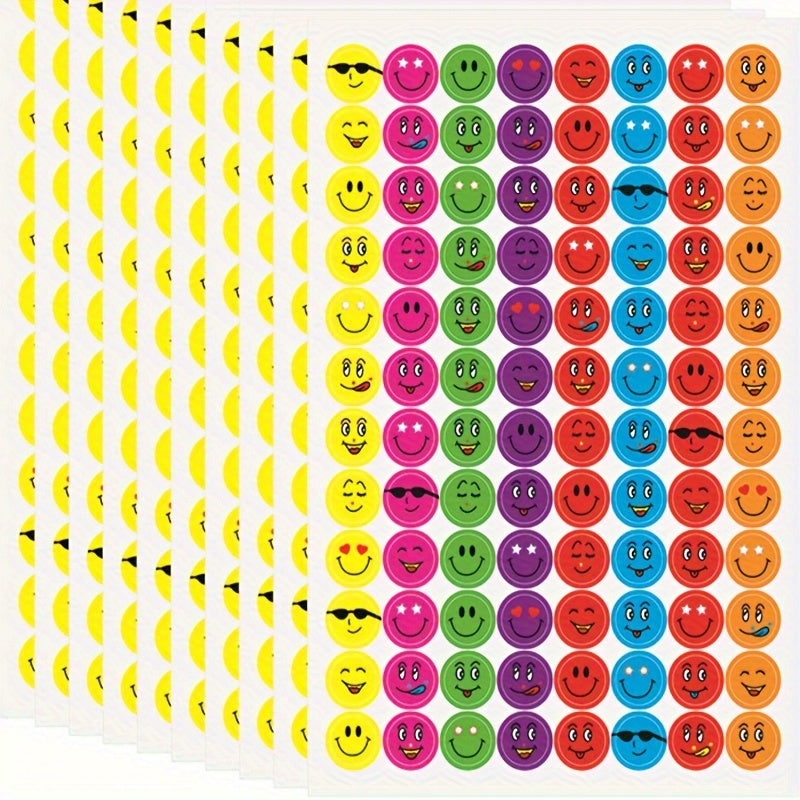 6pcs Kids Reward Stickers Happy Face Self-adhesive Label Stickers