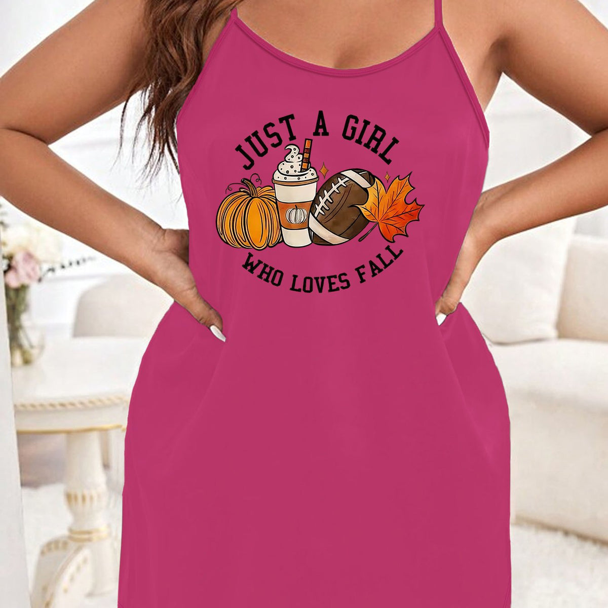  Halloween Sexy Nightdress Women's Plus Rugby & Pumpkin Print Cami Slee