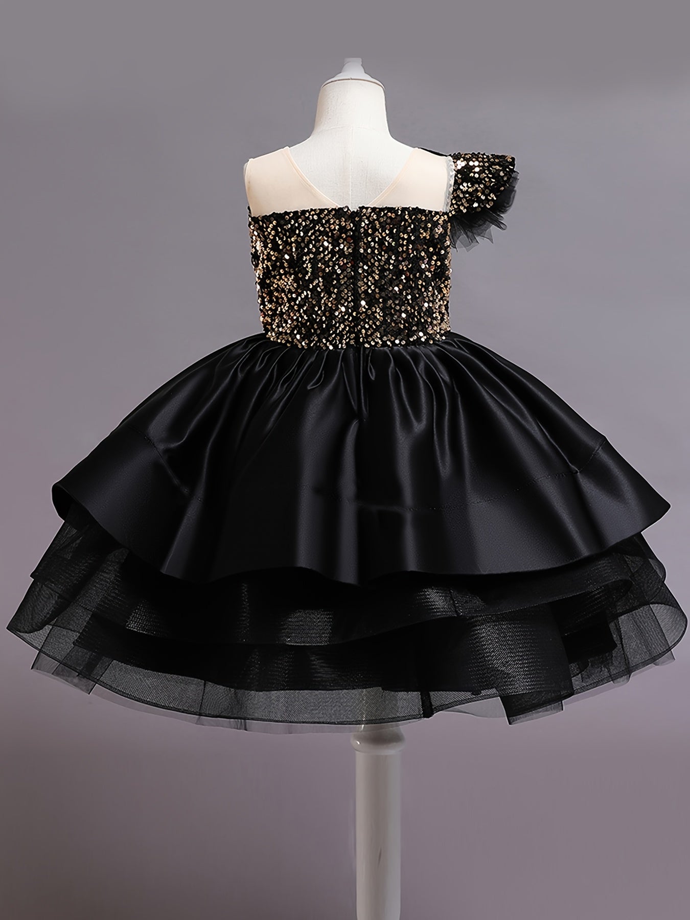 Girls Puffy Princess Dress Sequin Ruffle Tulle Tutu Dress