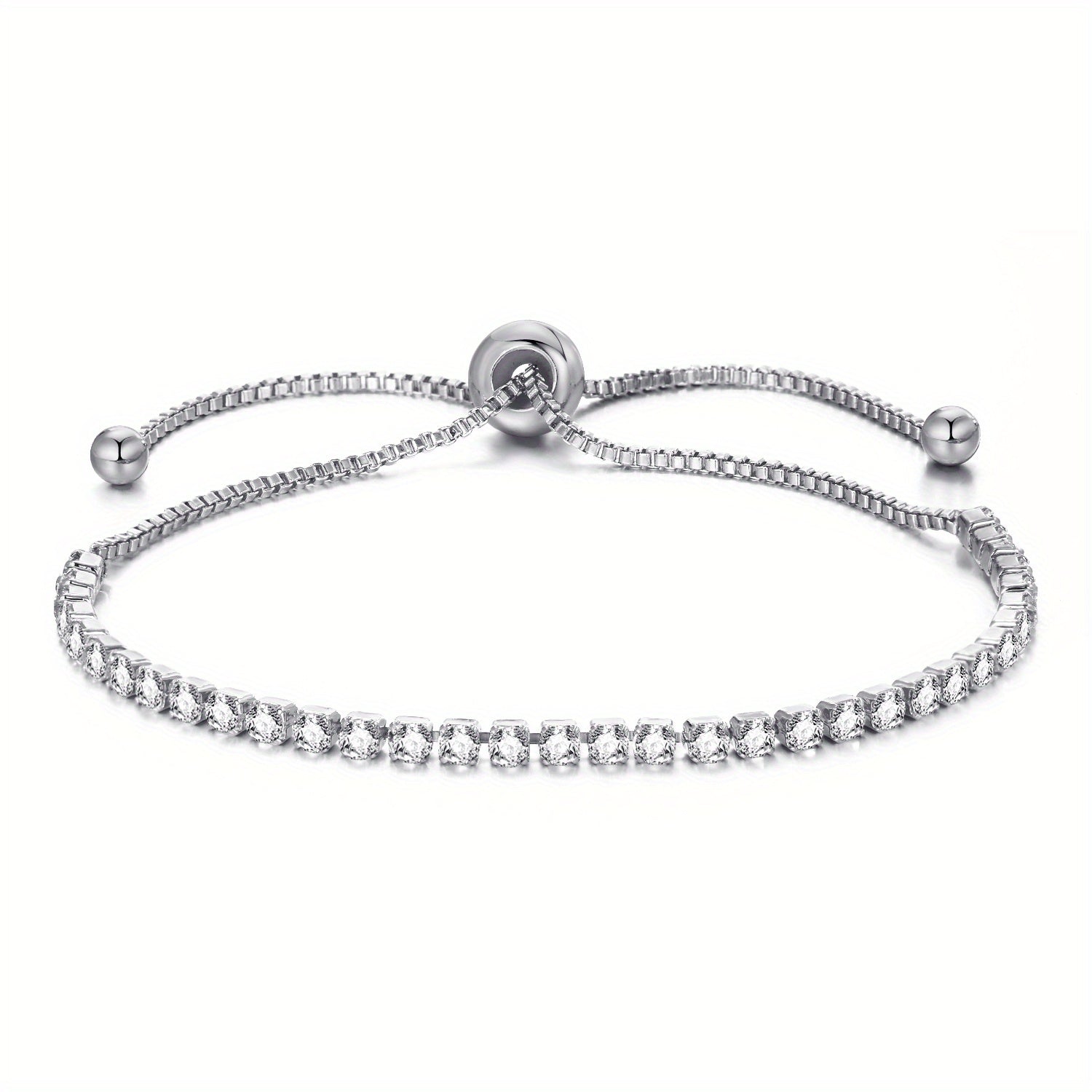 Adjustable Rhinestone Tennis Chain Bracelet Women Hand Jewelry 1 Pc