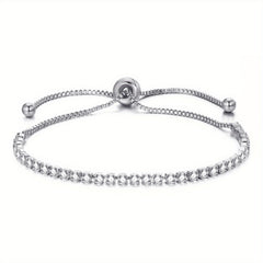 Adjustable Rhinestone Tennis Chain Bracelet Women Hand Jewelry 1 Pc