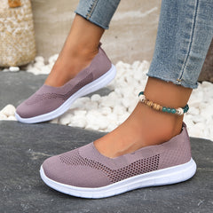 Women's Knitted Flat Loafers Slip On Shoes Lightweight Walking Shoes