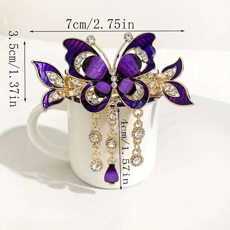 Butterfly Hair Claw Rhinestone Tassel Head Jewelry Hair Accessories
