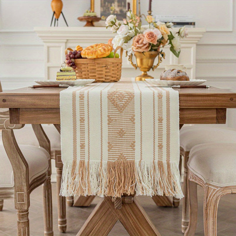 Polyester Table Runner Boho Thick Farmhouse Style Washable Table Runner